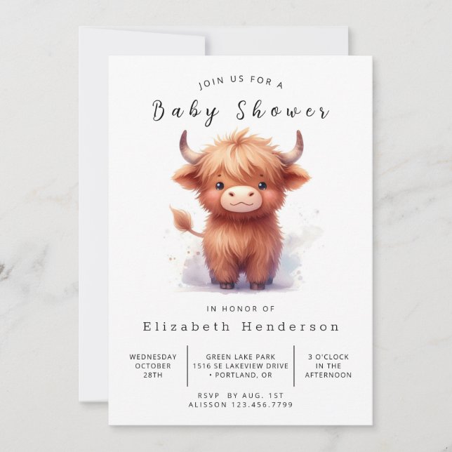 Chic Happy Unique Cow Baby Shower Invitation (Front)