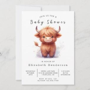 Chic Happy Unique Cow Baby Shower Invitation