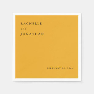 Chic Harvest Gold White Simple Wedding Napkins