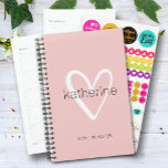 Chic Heart Blush Pink Weekly Monthly Non Dated Planner<br><div class="desc">This blush pink planner is personalised with your name in a simple font over a large white heart. Ideal for yourself or a great gift for any occasion. MORE colours and designs in our store.</div>