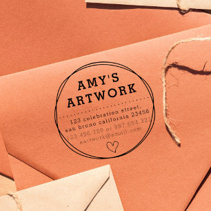 Chic Heart   Custom Company Name & Return Address Rubber Stamp