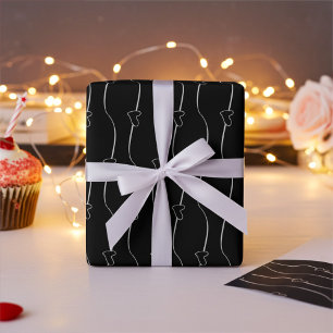 Chic Heart Links on Black Wedding Wrapping Paper
