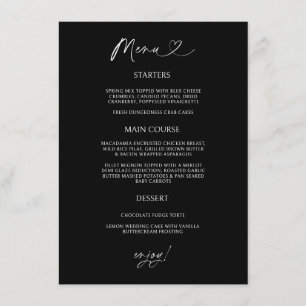 Chic Heart Menu Card Minimal Reception Dining