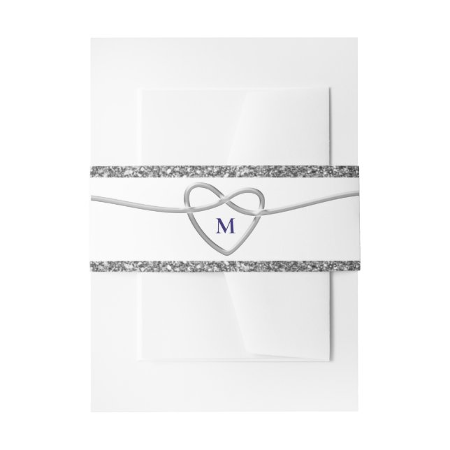 Chic Heart Monogram Wedding Invitation Belly Band (Front Example)