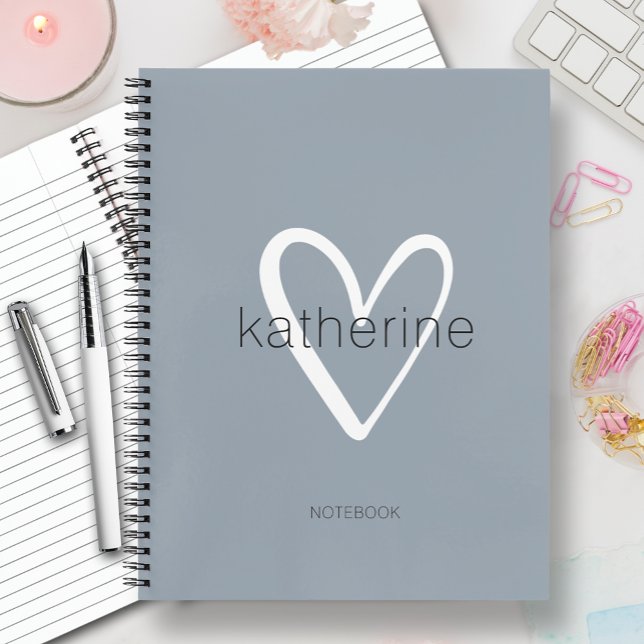 Chic Heart on Dusty Blue Notebook (Creator Uploaded)