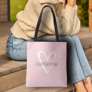 Chic Heart Personalised Blush Pink  Tote Bag
