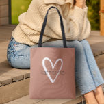 Chic Heart Personalized Terracotta Tote Bag<br><div class="desc">This terracotta tote bag is personalized with your name in a simple font over a large white heart. Ideal for yourself,  for your bridesmaids,  book club,  graduation gift,  birthday gift,  teacher's gift or any occasion. MORE colors in our store.</div>
