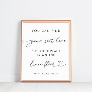 Chic Heart Script Funny Dance Floor Wedding Sign