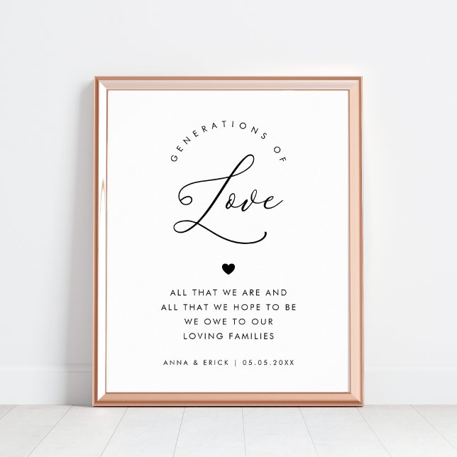 Chic Heart Script Generations of Love Wedding Sign (Creator Uploaded)