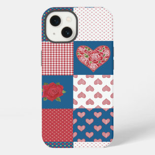 Chic Hearts and Roses Faux Patchwork iPad Case
