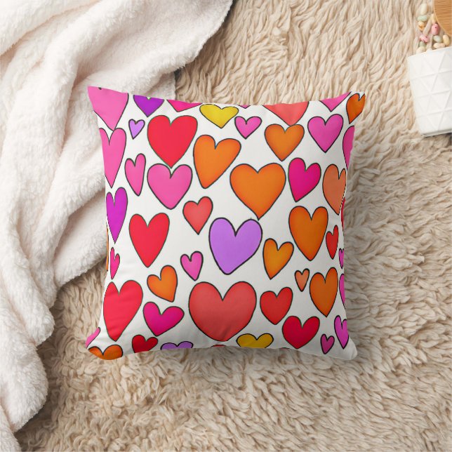 Chic Hearts Elegance: Blissful Love Cushion (Blanket)
