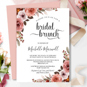 Chic Heaven in Rose, Floral Bridal Brunch Invitation