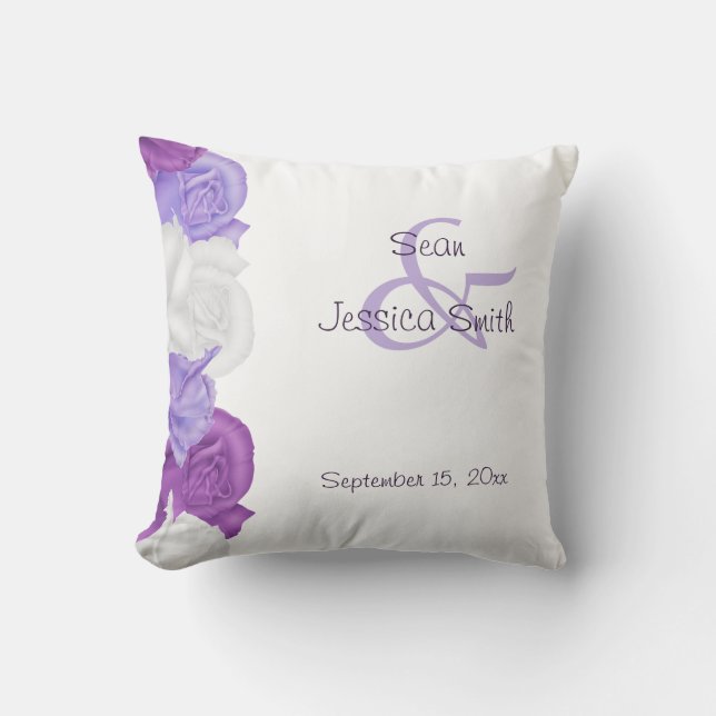Chic Heirloom Roses Wedding Date Cushion (Front)