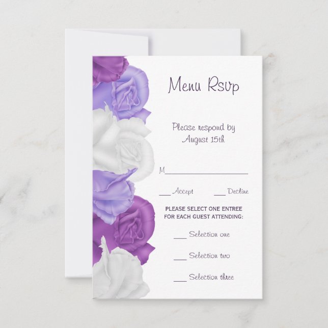 Chic Heirloom Roses Wedding Menu RSVP (Front)