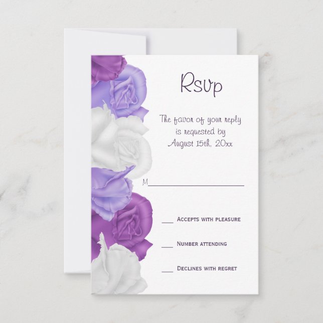 Chic Heirloom Roses Wedding RSVP Card (Front)