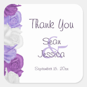 Chic Heirloom Roses Wedding Thank You Square Sticker