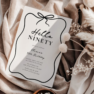 Chic Hello Ninety' 90th Birthday Party Invitation