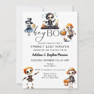 Chic Hey Boo Halloween Spooky Costume Baby Shower Invitation
