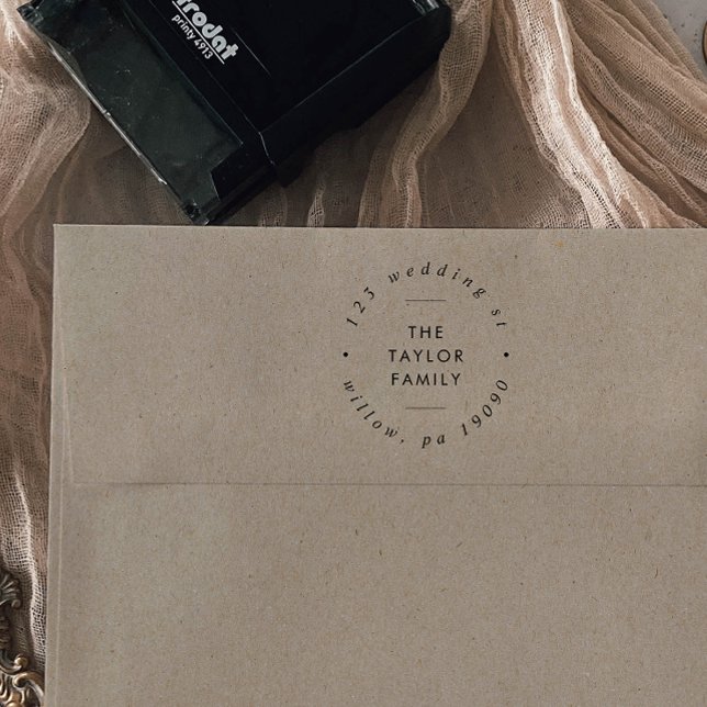 Chic Holiday Card Circular Address Self-inking Stamp (Creator Uploaded)