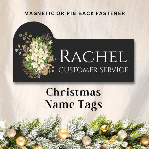 Chic Holiday Floral Bouquet Personalised Name Tag
