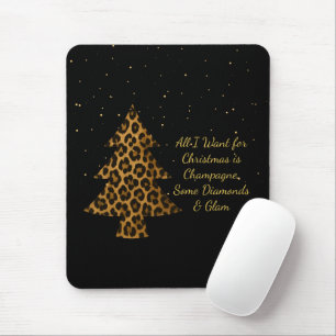 Chic Holiday Leopard Tree Design Mouse Pad