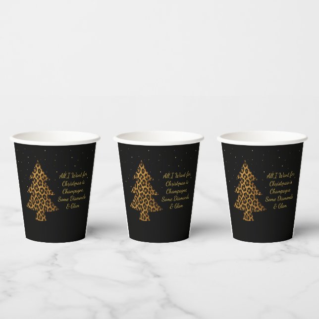 Chic Holiday Leopard Tree Design Paper Cups (Multi)