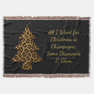 Chic Holiday Leopard Tree Design Throw Blanket