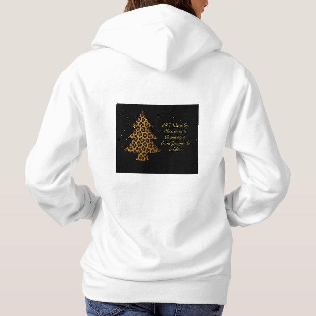 Chic Holiday Leopard Tree  Hoodie (Back)