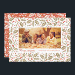 Chic Holly Frame Photo Christmas Holiday Card<br><div class="desc">Featuring our whimsical hand-drawn holly berry foliage that frames your photo.</div>
