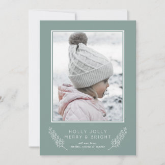 Chic Holly Jolly Merry & Bright Photo Holiday Card