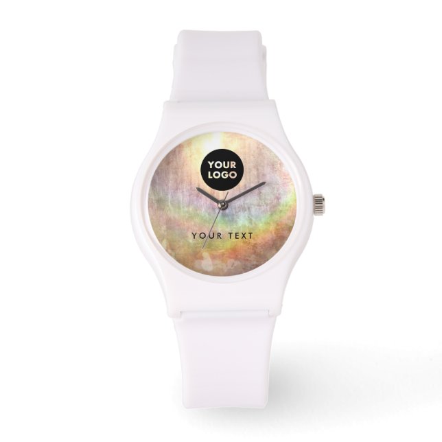 Chic Holographic Beige Logo Watch (Front)