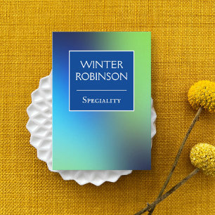 Chic holographic blue green turquoise vertical business card