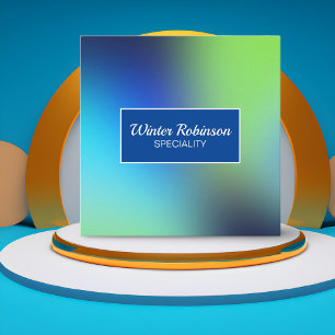Chic holographic blue green turquoise with frame square business card