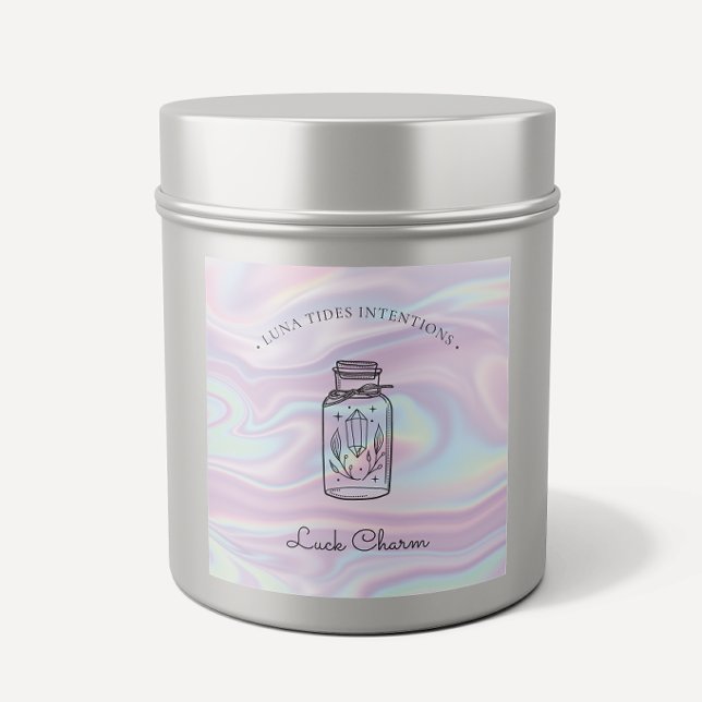 Chic Holographic Magical Intention Candles Label (Creator Uploaded)