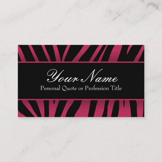 Chic Hot Pink & Black Zebra Stripes Business Cards (Front)
