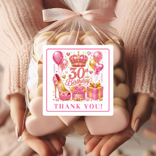 Chic Hot Pink Confetti 30th Birthday Stickers