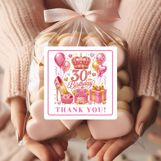 Chic Hot Pink Confetti 30th Birthday Stickers (Chic Hot Pink Confetti 30th Birthday Stickers

)