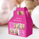 Chic Hot Pink Custom Girls Photo Birthday Party Favour Box<br><div class="desc">Cute 4 photo personalised happy birthday party folded favour boxes for a little girl or young woman. Celebrate your child's birthday with beautiful photographs of them on this add your own photographs on the chic hot pink. Add their name and age.</div>