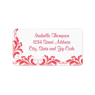 Chic Hot Pink Damask Flourish Border Label