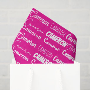 Chic Hot Pink Girls Birthday Personalized Name Tissue Paper
