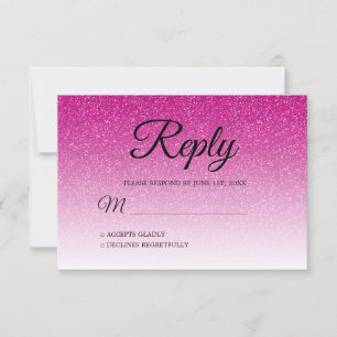 Chic Hot Pink Glitter Ombre RSVP Invitation