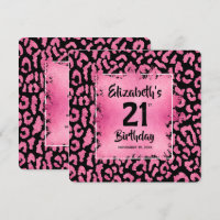Chic Hot Pink Leopard Print 21st Birthday 