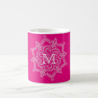 Chic Hot pink mandala monogram 11 oz Classic Mug