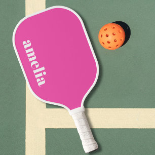 Chic Hot Pink Monogram Pickleball Paddle