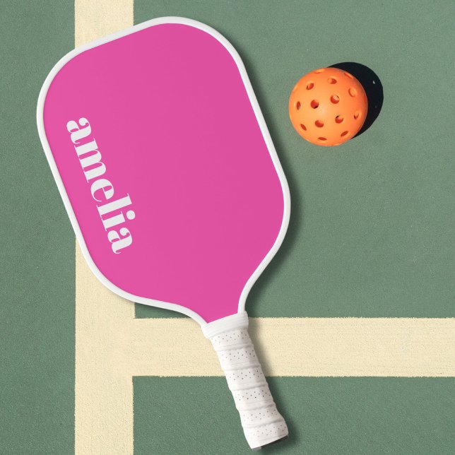 Chic Hot Pink Monogram Pickleball Paddle (Creator Uploaded)