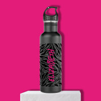 Chic Hot Pink Name on Zebra Print 