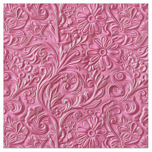 Chic hot pink tooled leather floral fabric