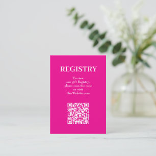 Chic Hot Pink Wedding Registry QR Code Enclosure Card
