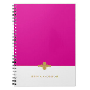 Chic Hot Pink White Gold Personalized Notebook