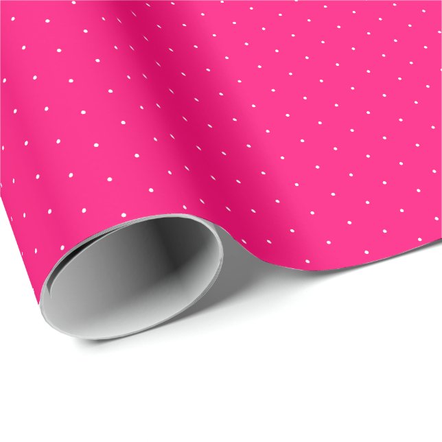 Chic hot pink white tiny polka dots pattern wrapping paper (Roll Corner)